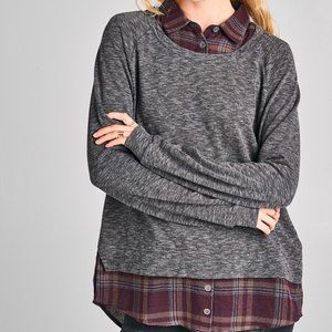 Long Sleeve Melange Pullover
